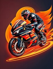 Motocross rider on a motorcycle logo
