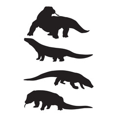komodo dragon silhouette vector illustration