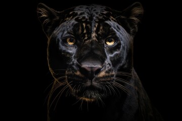Front view of Panther on dark background. Generative AI