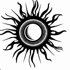 sun vector art,sun black and white vector