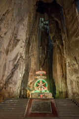 Sitting Buddha statue in Marble mountains cave in Da Nang, Vietnam.