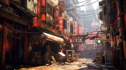 Fototapeta na wymiar Cyberpunk City Asia 
