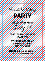 Obraz premium Bastille day celebration flyer poster or social media post design