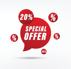 special offer sale tag discount symbol retail sticker sign price. Special Offer grunge style red colored. Discount label