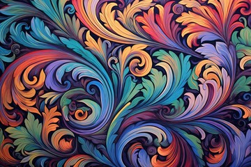 Abstract floral pattern damask style of cloth