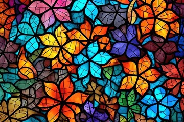 Fototapeta na wymiar Geometric abstract flower arts in vibrant bold colors