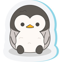 vector set of cute funny different penguins. Colorful childish vector illustration in flat style.