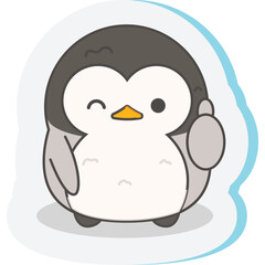 vector set of cute funny different penguins. Colorful childish vector illustration in flat style.
