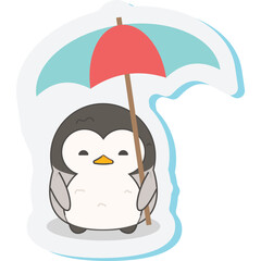 vector set of cute funny different penguins. Colorful childish vector illustration in flat style.