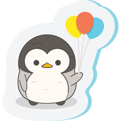 vector set of cute funny different penguins. Colorful childish vector illustration in flat style.