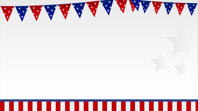 USA Independence Day Background Seamless looping animation, copy space area