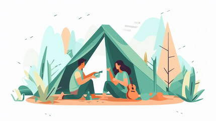 Tent UI illustration, tent camping UI illustration, outdoor tent UI illustration - obrazy, fototapety, plakaty