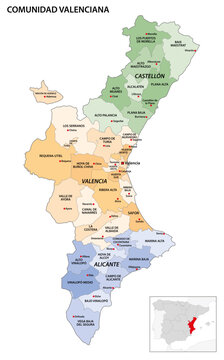 Administrative map of the regions of the Spanish Autonomous Community of Valencia