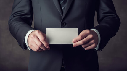 Naklejka premium Businessman holds envelope in hand above vote ballot , Election and democracy concept , Created with Generative Ai Technology