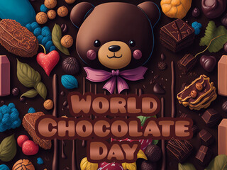 International world Chocolate day for poster, web, card. Generative AI.