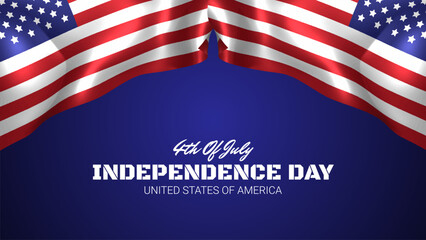 Happy 4th of July independence day USA banner template with US flags.  4th of July Independence Day background