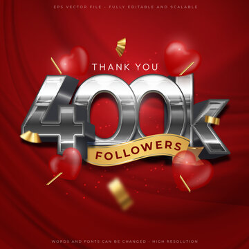 400k thank you social media followers and subscribers with editable font style effect