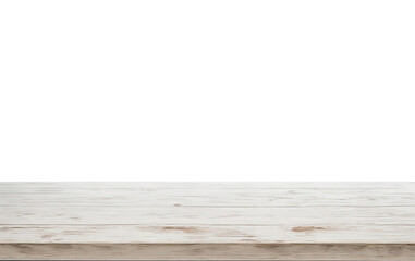 white rustic wooden table, looking out defocussed on white background