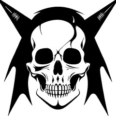 skull bones skeleton logo simple black  tattoo