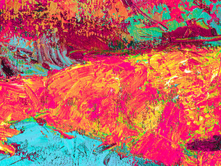 Colorful abstract oil painting art background. Texture of canvas and oil.