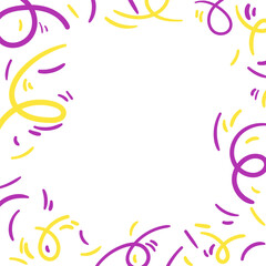 Obraz premium Funny confetti greeting frame. Great for birthday party, invitation to celebrate any event or decor. Surface pattern design. Printing a festive background. For inscriptions in postcards