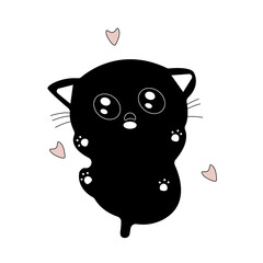 Cute black cat on white background