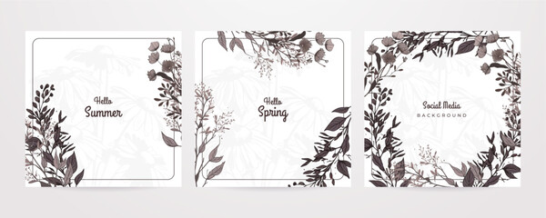 Vector flat design spring background summer spring floral flower colourful colorful social media template