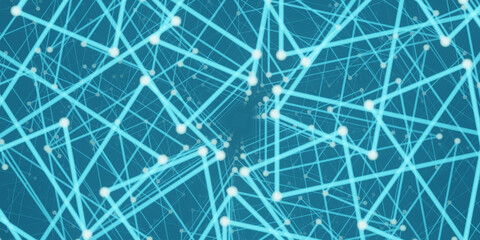 Abstract digital network connection blue Block chain and technology abstract background. Net and communication concept. Big data backdrop. 3D illustration