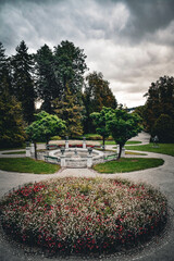 Flowers and Fountain of Tivoli Park - Ljubljana, Slovenia