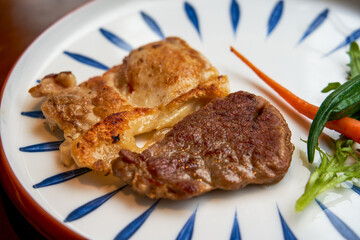 A delicious chicken and steak pairing in a western restaurant