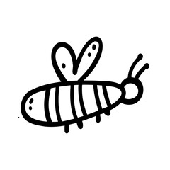 Hand drawn doodle bee. vector illustration of outline insect for print, card, textile, kids coloring page