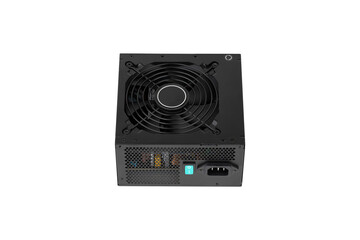 Computer power supply on a white background. Power supply close-up cut out on a white background.