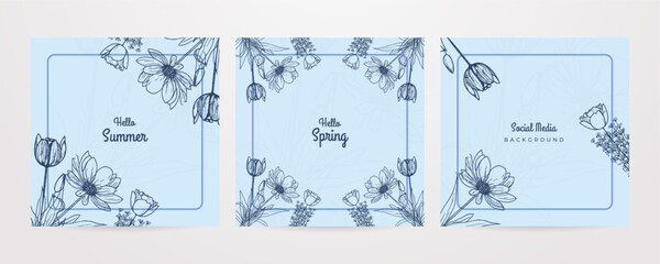 Vector flat design spring summer spring floral flower colourful colorful social media template