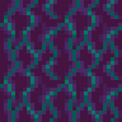 Abstract seamless pattern texture pixel art background. Knitted design. Isolated vector 8-bit illustration.