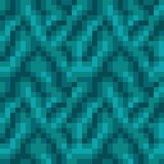 Blue color abstract seamless pattern texture pixel art background for video game. Knitted design. Isolated vector 8-bit illustration.
