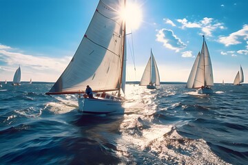 sailboats in the sunshine on the water