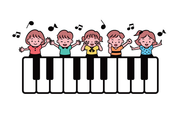 音楽・リトミックのキッズ・子どものベクターイラスト素材