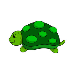 Green turtle cute animal sticker. beauty, cheerful, dive, travel, paradise, sand, aloha. Vector Illustration