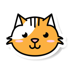 Cat cute animal sticker. animals, family, humor, doggy, indoors, couple, cheerful,. Vector Illustration