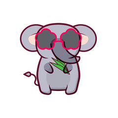 Elephant cute animal sticker. elephant, nature, mammal, wild, africa, african, safari. Vector Illustration