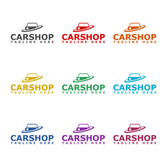  Car Shop Logo Template Design icon isolated on white background. Set icons colorful