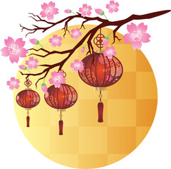 中華風の提灯飾りフレーム枠背景