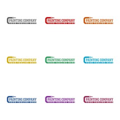 Painting company logo design template  icon isolated on white background. Set icons colorful