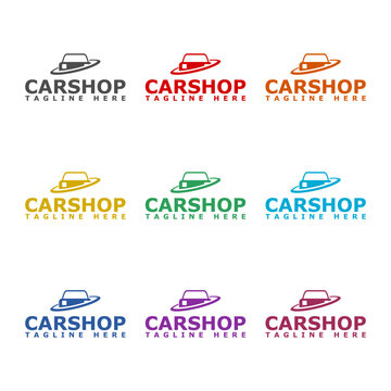  Car Shop Logo Template Design icon isolated on white background. Set icons colorful