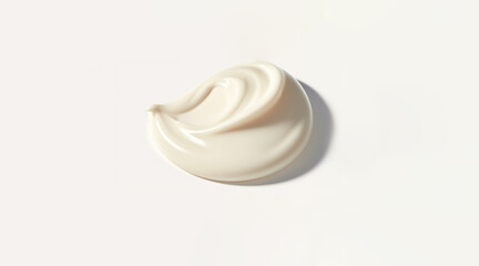 White cream swatch. Flat lay on a minimalist white background. Generative Ai