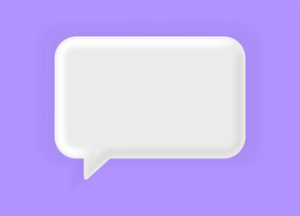 Light chat bubbles on purple background. Concept of social media messages. 3d vector illustration.