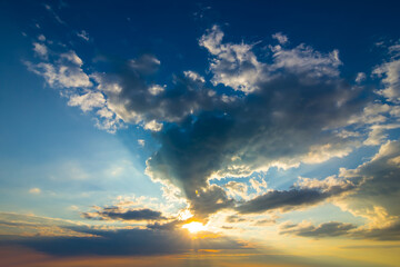 Naklejka na ściany i meble dramatic cloudy sky at the sunset, evening cloudy sky background