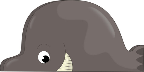 cartoon scene with whale fish animal toy element from playground isolated illustration for children