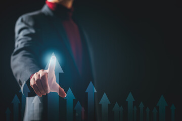 Businessman trading online stock market on  screen, digital investment concept