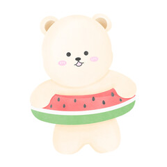 Bear in a Watermelon Swim Ring